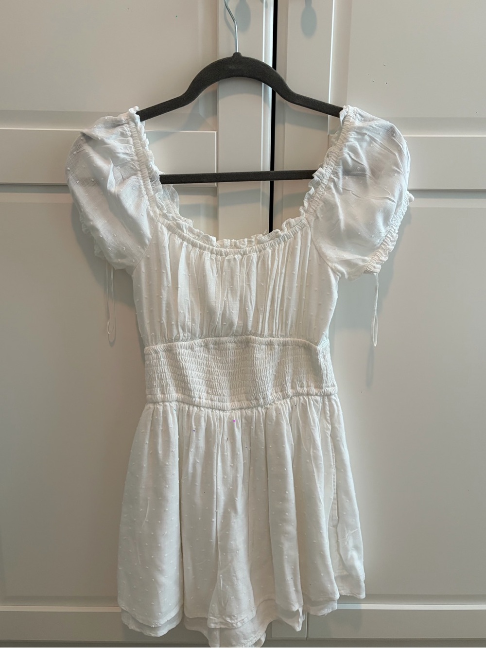 HOLLISTER Girls White Dot Puff Sleeve Dress/Romper